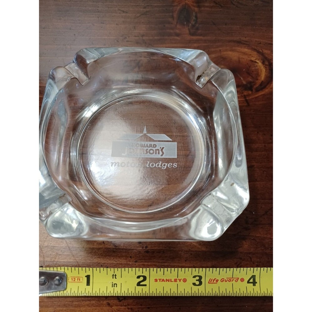 Vintage Howard Johnson's Motor Lodges Logo Glass Ashtray
